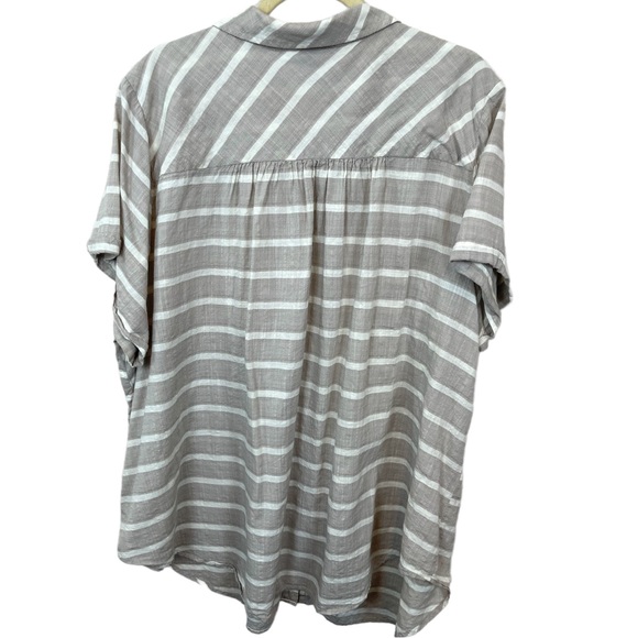 🥑5/$25 Torrid striped Textured Woven Button Front Short Sleeve Shirt sz 4X - Picture 3 of 9